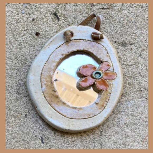 Handmade Vintage Ceramic in Oval Shape with Mirror on Inner Part (See Pics)-Mini - Picture 8 of 10